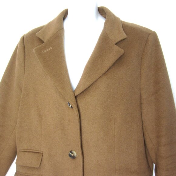 Lauren Ralph Lauren LRL 3 Button Reefer Coat Camel Brown Wool Blend Lapel - Picture 3 of 13